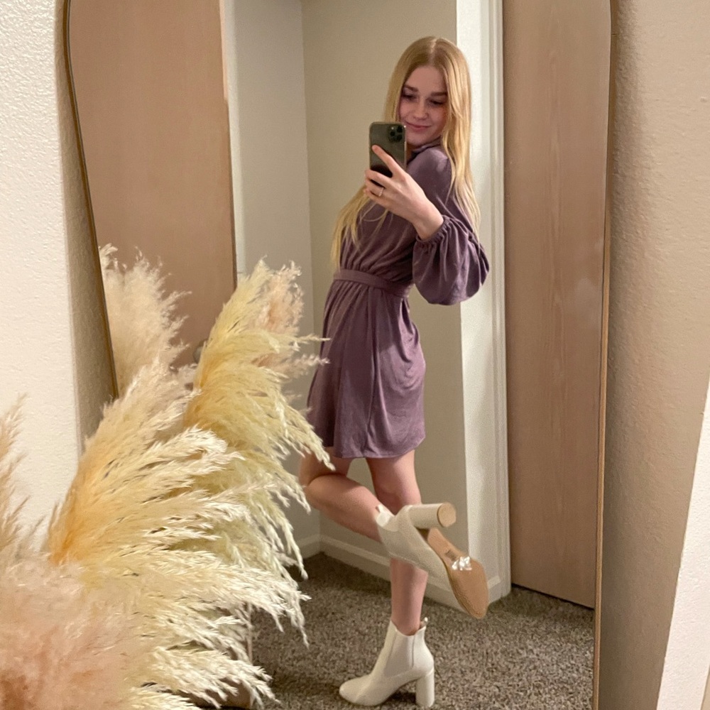 NWT Princess Polly Purple Long Sleeve Wrap Mini Dress
